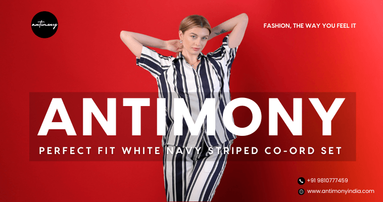 AntimonyIndia’s Navy Striped Co-ord Set for Women